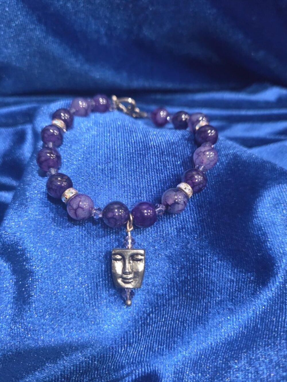 Swarovski Crystals & Genuine Natural Amethyst Gemstone Beads Bracelet